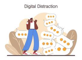 Digital multitasking. Effective and competent office worker media vector