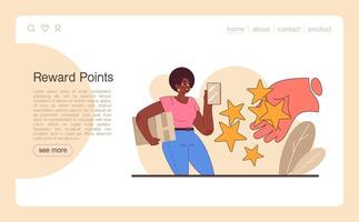 Reward points loyalty program web banner or landing page. Commercial vector