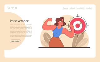 Patience web banner or landing page. Calm person finding vector