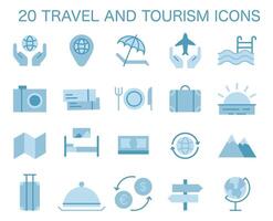 Tourism icons set. Simple symbols for traveling the world seeing attractions vector