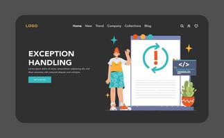 Software testing web banner or landing page dark or night mode. vector