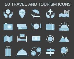 Tourism icons set. Simple symbols for traveling the world seeing attractions vector