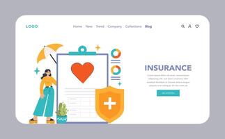 Insurance web banner or landing page. Security of life and property. vector
