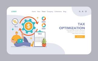 Tax optimization web banner or landing page. Financial efficiency vector