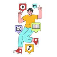 Streaming media service. Online platforms subscription. vector