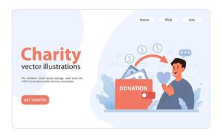 Charity and charitable foundation web banner or landing page. Help vector