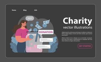 caridad y Caritativo Fundación noche modo o oscuro modo web bandera vector