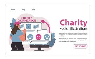 Online charity and charitable foundation web banner or landing page vector