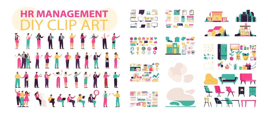 HR Management set. Vector illustration.
