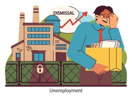 Economic downturn. Flat vector illustration.