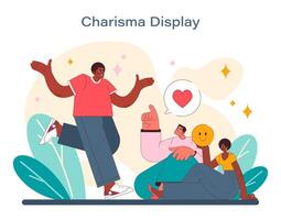 Charisma display concept. A vibrant vector illustration that captures the essence of magnetic personalities