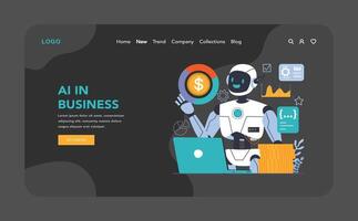 ai integración oscuro o noche modo web, aterrizaje. artificial inteligencia vector