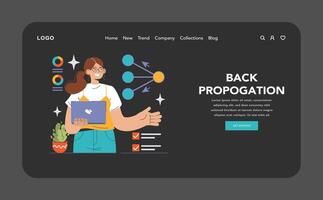 Backpropagation in AI concept. Flat vector illustration