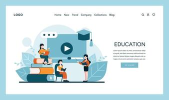 Interactive learning with digital platforms and books vector