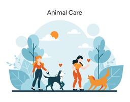 Joyful moments in pet care and outdoor play vector