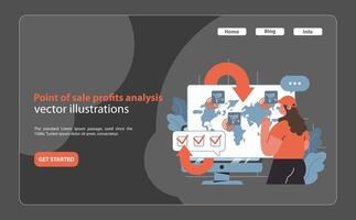 Point of Sale Profits Analysis. Visual representation of global sales data and profitability tracking. vector