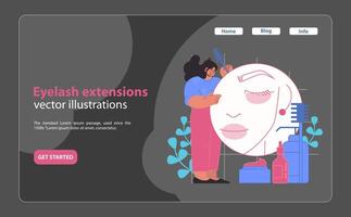 Eyelash extensions service. Flat vector illustration.