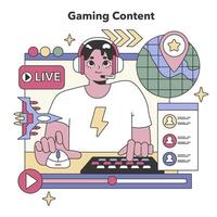 Gaming Content concept. Flat vector illustration