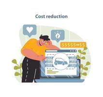 Electric Car Cost Reduction Illustration. A vibrant vector depicting financial savings.