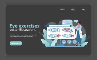 Eye Exercise Guide Illustration. A doctor recommends ocular exercises to maintain eye health. vector