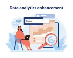 Data Analytics Enhancement. Professional analyzing data trends. vector