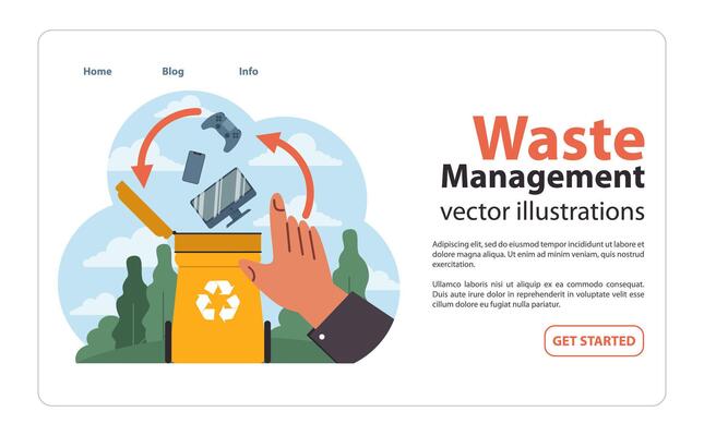 E-waste recycling initiative. Flat vector illustration