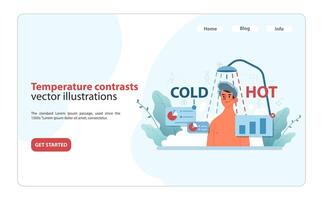 Temperature contrasts. An illustrative guide on the effects of temperature changes on skin. vector