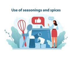 Culinary Spices and Seasonings Concept. Illustration highlights the art of using spices. vector