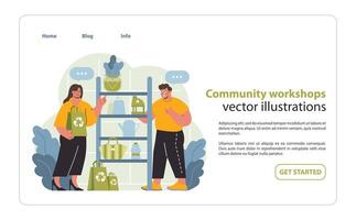 Community Workshops Vector Illustration. Enthusiastic individuals share.