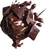 ai generato fuso cioccolato e pezzi spruzzi png