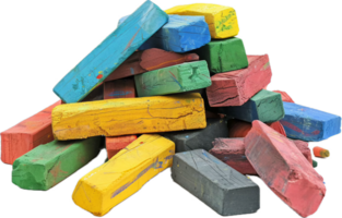 ai généré coloré craie des bâtons empilé png