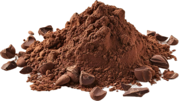 ai generado cacao polvo y chocolate piezas png