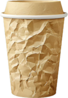 AI generated Crumpled Brown Paper Cup png