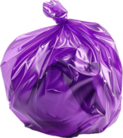 AI generated Tied Purple Plastic Garbage Bag png