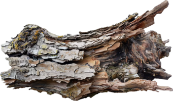 AI generated Weathered Log with Peeling Bark Texture png