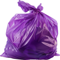 AI generated Tied Purple Plastic Garbage Bag png