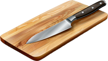 ai generato dello chef coltello su di legno taglio tavola png