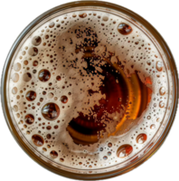 ai gerado topo Visão do fresco Cerveja com espuma e bolhas png