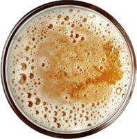 ai gerado topo Visão do fresco Cerveja com espuma e bolhas png