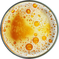 ai gerado topo Visão do fresco Cerveja com espuma e bolhas png