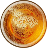 ai generado parte superior ver de Fresco cerveza con espuma y burbujas png