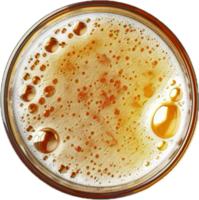 ai gegenereerd top visie van vers bier met schuim en bubbels PNG
