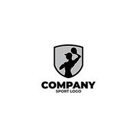 Handball player logo design template vector