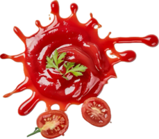 ai gerado tomate respingo com fresco salsinha e fatias png