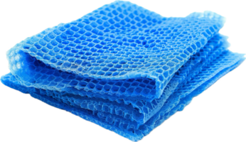 ai gegenereerd blauw getextureerde microfiber kleding stack PNG