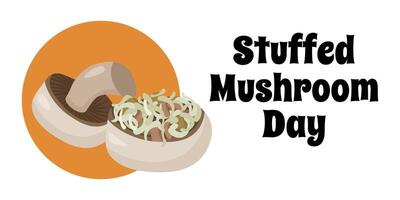 Stuffed Mushroom Day, simple horizontal banner or poster on food theme vector