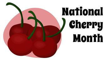 National Cherry Month, food poster or horizontal banner design idea vector