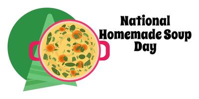 National Homemade Soup Day, simple horizontal banner or poster on food theme vector