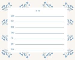 Weekly or daily planner, note paper, to do list. Organizer and Schedule with notes and to do list. vector