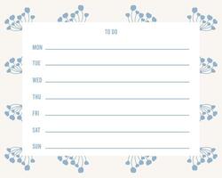 Weekly or daily planner, note paper, to do list. Organizer and Schedule with notes and to do list. vector